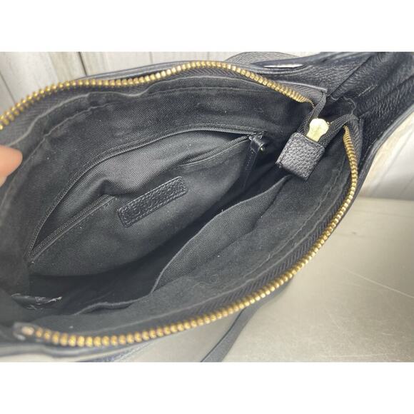 NORDSTROM Black Genuine Pebble Leather Handbag Crossbody Shoulder Bag - Picture 4 of 7